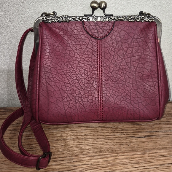 Handbags - Vintage Kiss Lock Clutch for Women Leather Shoulder Bag Evening Purse